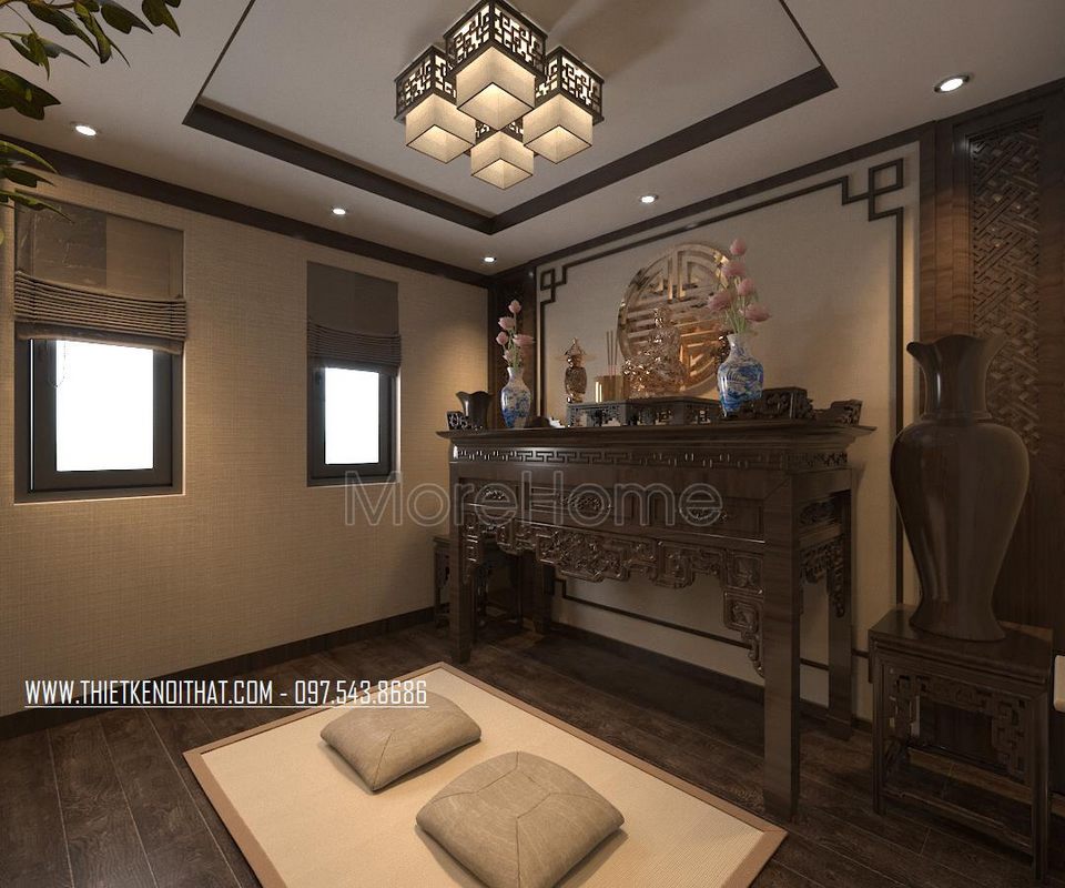 Phòng thờ gỗ cao cấp tại biệt thự Ecopark Văn Giang 